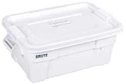 Rubbermaid - 14 Gal, 400 Lb Load Capacity White Polypropylene Tote Container - Nesting, 27.9" Long x 16-1/2" Wide x 10.7" High, Lid Included - Eagle Tool & Supply