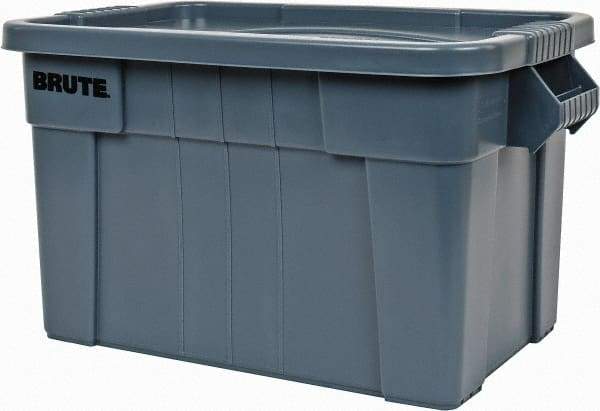 Rubbermaid - 20 Gal, 400 Lb Load Capacity Gray Polypropylene Tote Container - Nesting, 27.9" Long x 17.4" Wide x 15.1" High, Lid Included - Eagle Tool & Supply