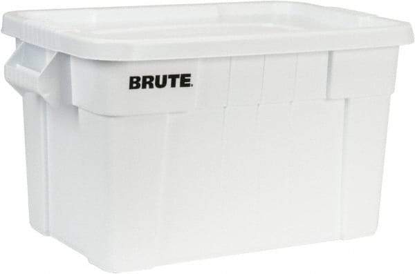 Rubbermaid - 20 Gal, 400 Lb Load Capacity White Polyethylene Tote Container - Nesting, 27.9" Long x 17.4" Wide x 15.1" High, Lid Included - Eagle Tool & Supply