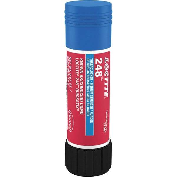 Loctite - 19 g Stick, Blue, Medium Strength Semisolid Threadlocker - Series 248, 24 hr Full Cure Time, Hand Tool, Heat Removal - Eagle Tool & Supply