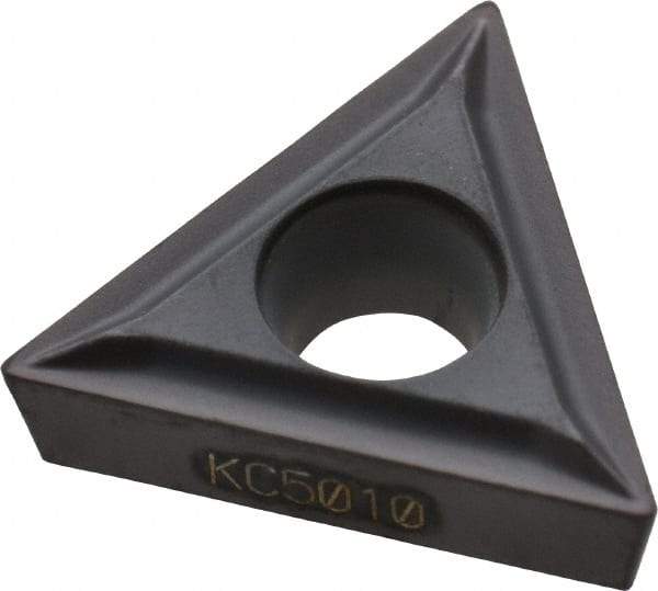 Kennametal - TCMT21.50.5 LF Grade KC5010 Carbide Turning Insert - TiAlN Finish, 60° Triangle, 1/4" Inscr Circle, 3/32" Thick, 0.008" Corner Radius - Eagle Tool & Supply