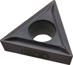 Kennametal - TCMT21.50.5 LF Grade KC5010 Carbide Turning Insert - TiAlN Finish, 60° Triangle, 1/4" Inscr Circle, 3/32" Thick, 0.008" Corner Radius - Eagle Tool & Supply