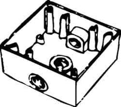 Cooper Crouse-Hinds - 2 Gang, (3) 1/2" Knockouts, Aluminum Rectangle Outlet Box - 4-9/16" Overall Height x 4-5/8" Overall Width x 2-1/16" Overall Depth, Weather Resistant - Eagle Tool & Supply