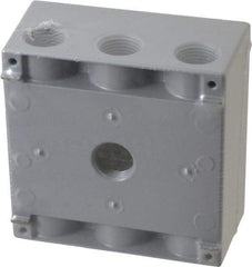 Cooper Crouse-Hinds - 2 Gang, (7) 1/2" Knockouts, Aluminum Rectangle Outlet Box - 4-9/16" Overall Height x 4-5/8" Overall Width x 2-1/16" Overall Depth, Weather Resistant - Eagle Tool & Supply