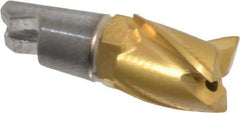 Seco - MM06 E02 Grade F30M Carbide End Milling Tip Insert - TiAlN/TiN Finish, 3 Flutes, 1/4" Cutting Diam, 0.296" Depth of Cut, 0.39" Extension - Eagle Tool & Supply