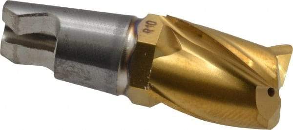 Seco - MM12 M04 Grade F40M Carbide End Milling Tip Insert - TiAlN/TiN Finish, 3 Flutes, 0.472" Cutting Diam, 0.61" Depth of Cut, 0.783" Extension, 0.039" Cnr Rad - Eagle Tool & Supply