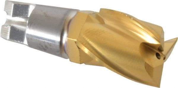 Seco - MM12 E04 Grade F30M Carbide End Milling Tip Insert - TiAlN/TiN Finish, 3 Flutes, 1/2" Cutting Diam, 0.61" Depth of Cut, 0.783" Extension - Eagle Tool & Supply