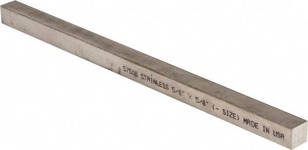 Precision Brand - 12" Long x 5/8" High x 5/8" Wide, Plain Key Stock - Stainless Steel - Eagle Tool & Supply