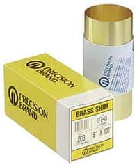 Precision Brand - 100 Inch Long x 6 Inch Wide x 0.005 Inch Thick, Roll Shim Stock - Brass - Eagle Tool & Supply