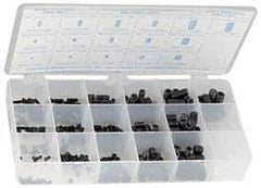 Precision Brand - 375 Piece, M3x0.50 to M8x1.25, Alloy Steel Set Screw Assortment - Hex Head, Hex Drive, 3 to 16mm Long - Eagle Tool & Supply