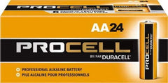 Duracell - Size AA, Alkaline, 144 Pack, Standard Battery - 1.5 Volts, Button Tab Terminal - Eagle Tool & Supply