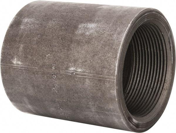 Made in USA - Size 2 x 1", Class 3,000, Forged Carbon Steel Black Pipe Reducing Coupling - 3,000 psi, Threaded End Connection - Eagle Tool & Supply