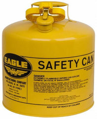 Eagle - 5 Gal Galvanized Steel Type I Safety Can - 13-1/2" High x 12-1/2" Diam, Yellow - Eagle Tool & Supply