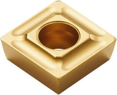 Seco - SPMX070304 75 Grade F40M Carbide Milling Insert - TiAlN/TiN Finish, 0.156" Thick, 1/2" Inscribed Circle, 0.015" Corner Radius - Eagle Tool & Supply