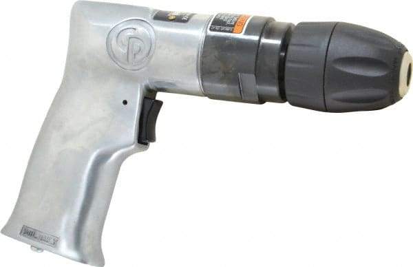 Chicago Pneumatic - 3/8" Keyless Chuck - Pistol Grip Handle, 2,400 RPM, 1.42 LPS, 3 CFM, 0.5 hp, 90 psi - Eagle Tool & Supply