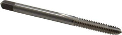 Interstate - M4x0.80 Metric Special, 2 Flute, Bright Finish, High Speed Steel Spiral Point Tap - Plug Chamfer, Right Hand Thread, 2-1/2" OAL, 3/4" Thread Length - Exact Industrial Supply