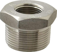 Merit Brass - 1-1/4 x 3/4" Grade 316/316L Stainless Steel Pipe Hex Bushing - MNPT x FNPT End Connections, 3,000 psi - Eagle Tool & Supply