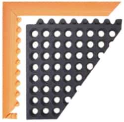 Notrax - 5' Long x 2" Wide x 3/4" Thick, Anti-Fatigue Modular Matting Ramp Edge - Female, Orange, Series 551 - Eagle Tool & Supply