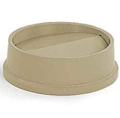 Rubbermaid - Round Lid for Use with 22 Gal Round Trash Cans - Beige, High-Impact Polystyrene, For Untouchable Trash Cans - Eagle Tool & Supply