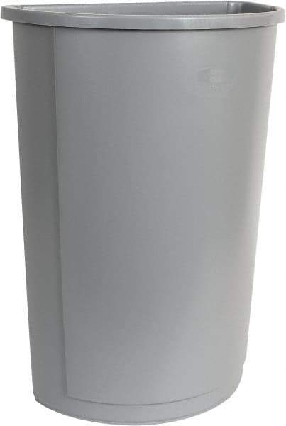 Rubbermaid - 21 Gal Gray Half-Round Trash Can - Polyethylene, 28" High x 21" Long x 11" Wide - Eagle Tool & Supply