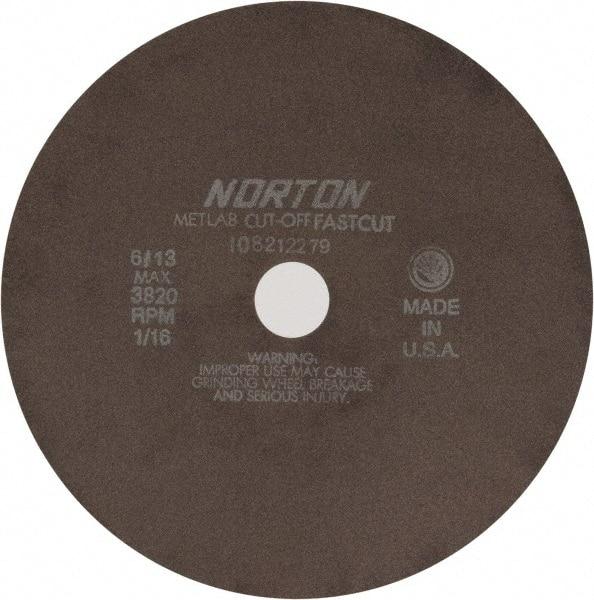 Norton - 10" 90 Grit Aluminum Oxide Cutoff Wheel - 1/16" Thick, 1-1/4" Arbor, 3,820 Max RPM, Use with Angle Grinders - Eagle Tool & Supply