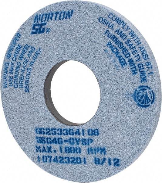 Norton - 14" Diam x 5" Hole x 1" Thick, G Hardness, 46 Grit Surface Grinding Wheel - Ceramic, Type 1, Coarse Grade, 1,800 Max RPM, Vitrified Bond, No Recess - Eagle Tool & Supply