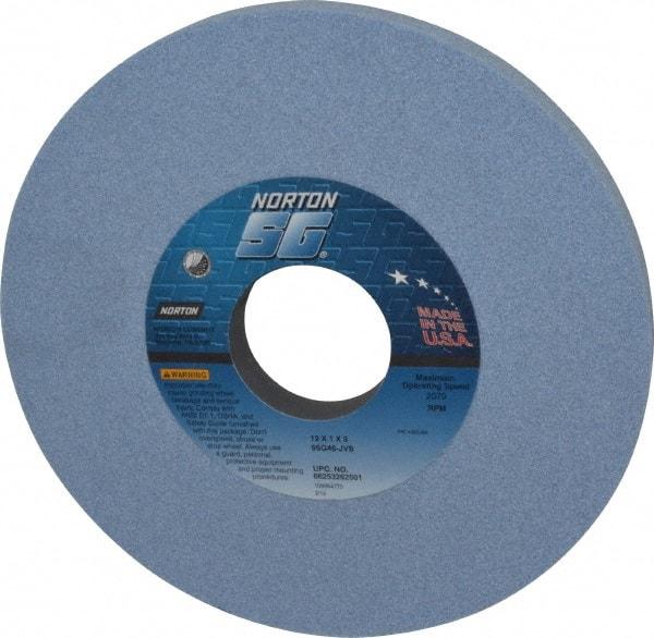 Norton - 12" Diam x 3" Hole x 1" Thick, J Hardness, 46 Grit Surface Grinding Wheel - Ceramic, Type 1, Coarse Grade, 2,070 Max RPM, Vitrified Bond, No Recess - Eagle Tool & Supply