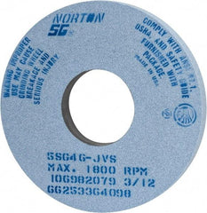 Norton - 14" Diam x 5" Hole x 1-1/2" Thick, J Hardness, 46 Grit Surface Grinding Wheel - Ceramic, Type 1, Coarse Grade, 1,800 Max RPM, Vitrified Bond, No Recess - Eagle Tool & Supply