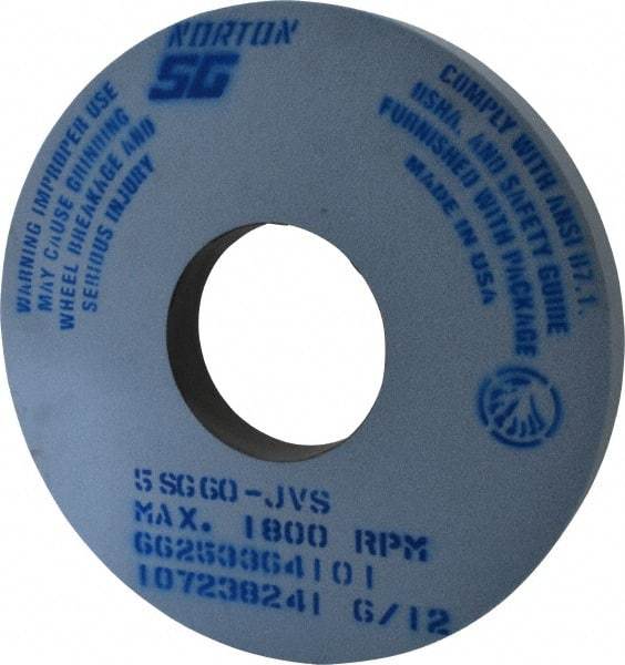 Norton - 14" Diam x 5" Hole x 1-1/2" Thick, J Hardness, 60 Grit Surface Grinding Wheel - Ceramic, Type 1, Medium Grade, 1,800 Max RPM, Vitrified Bond, No Recess - Eagle Tool & Supply