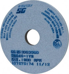 Norton - 14" Diam x 3" Hole x 1" Thick, I Hardness, 46 Grit Surface Grinding Wheel - Ceramic, Type 1, Coarse Grade, 1,800 Max RPM, Vitrified Bond, No Recess - Eagle Tool & Supply