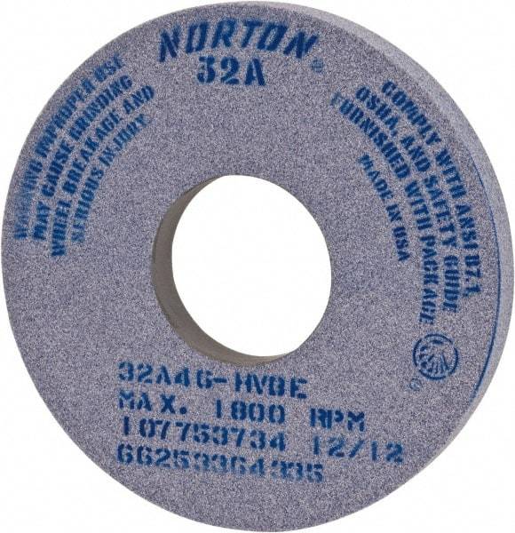 Norton - 14" Diam x 5" Hole x 1" Thick, I Hardness, 46 Grit Surface Grinding Wheel - Ceramic, Type 1, Coarse Grade, 1,800 Max RPM, Vitrified Bond, No Recess - Eagle Tool & Supply