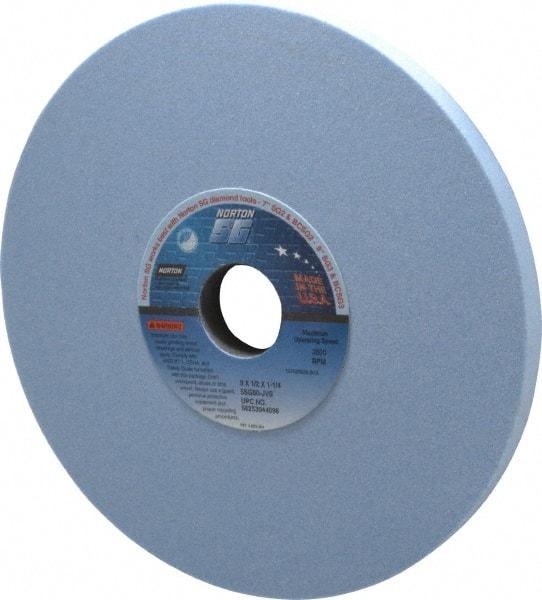 Norton - 8" Diam x 1-1/4" Hole x 1/2" Thick, J Hardness, 80 Grit Surface Grinding Wheel - Ceramic, Type 1, Medium Grade, 3,600 Max RPM, Vitrified Bond, No Recess - Eagle Tool & Supply