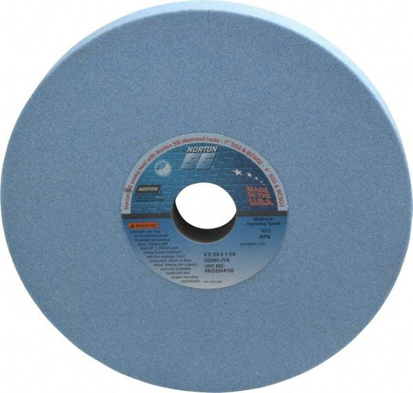 Norton - 8" Diam x 1-1/4" Hole x 3/4" Thick, J Hardness, 60 Grit Surface Grinding Wheel - Ceramic, Type 1, Medium Grade, 3,600 Max RPM, Vitrified Bond, No Recess - Eagle Tool & Supply