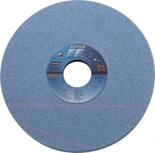 Norton - 7" Diam x 1-1/4" Hole x 1" Thick, J Hardness, 46 Grit Surface Grinding Wheel - Ceramic, Type 5, Coarse Grade, 3,600 Max RPM, Vitrified Bond, One-Side Recess - Eagle Tool & Supply