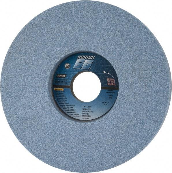 Norton - 7" Diam x 1-1/4" Hole x 1" Thick, J Hardness, 60 Grit Surface Grinding Wheel - Ceramic, Type 5, Medium Grade, 3,600 Max RPM, Vitrified Bond, One-Side Recess - Eagle Tool & Supply