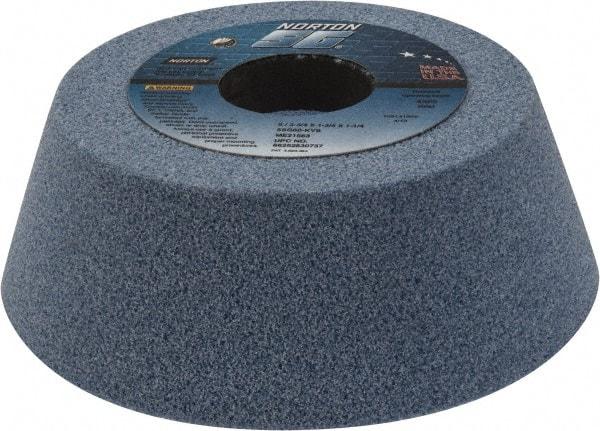 Norton - 5" Diam, 1-1/4" Hole Size, 1-3/4" Overall Thickness, 60 Grit, Type 11 Tool & Cutter Grinding Wheel - Medium Grade, Ceramic, K Hardness, Vitrified Bond, 4,585 RPM - Eagle Tool & Supply
