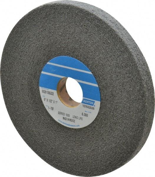 Norton - 6" Diam, 1/2" Face Width, 1" Center Hole, Fine Grade, Silicon Carbide Deburring Wheel - Convolute, Hard Density 7 Grade, 4,500 RPM - Eagle Tool & Supply