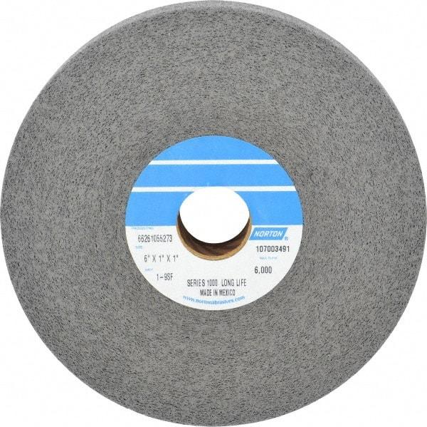 Norton - 6" Diam, 1" Face Width, 1" Center Hole, Fine Grade, Silicon Carbide Deburring Wheel - Convolute, Hard Density 9 Grade, 4,500 RPM - Eagle Tool & Supply