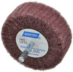 Norton - 3" Diam x 1" Face Width, Very Fine Aluminum Oxide Nonwoven Mounted Flap Wheel - 1/4" Shank Mount, 18,000 Max RPM - Eagle Tool & Supply