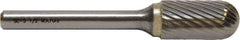 M.A. Ford - 4.8mm Cut Diam, 3mm Shank Diam, Cylinder with Radius Head Double Cut Burr - Carbide, Radius End, 12.7mm LOC, 38mm OAL - Eagle Tool & Supply