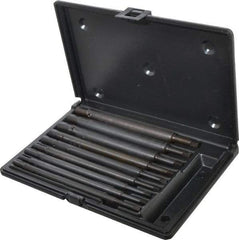 Walton - #0 to 1/2" Tap Extension Set - Alloy Steel, 8" Overall Length, 5/8" Max Outside Diam, 0.219, 0.318, 0.323, 0.367, 0.381, (4) 0.255" Extension Shank Diam, 9 Piece Set - Eagle Tool & Supply