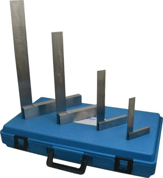 Fowler - 4 Piece, 3, 4, 6, 8 Inch Base Length, 4, 6, 9, 12 Inch Blade Length, Square Set - Steel - Eagle Tool & Supply