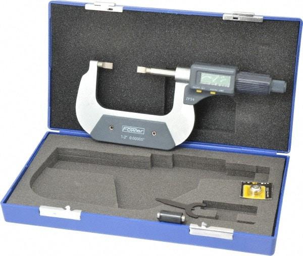 Fowler - 1" to 2" Mechanical Blade Micrometer - 0.0002" Accuracy, 0.001mm Graduation, 0.03" Blade Thickness, Friction Thimble, Digital Counter - Eagle Tool & Supply