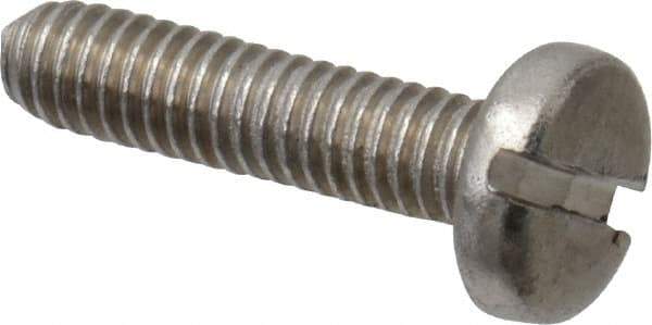 Value Collection - M2.5x0.45 Metric Coarse, 10mm Length Under Head Slotted Drive Machine Screw - Pan Head, Grade 18-8 & A2 Stainless Steel, Uncoated, Without Washer - Eagle Tool & Supply