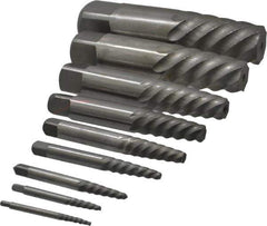 Interstate - 9 Piece Spiral Flute Screw Extractor Set - Screw Range 3/16 to 2-1/8" - Eagle Tool & Supply