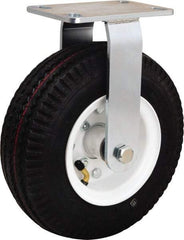 Hamilton - 10" Diam, Rubber Rigid Caster - 480 Lb Capacity, Top Plate Mount, 4-1/2" x 6-1/2" Plate, Straight Roller Bearing - Eagle Tool & Supply