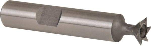 Whitney Tool Co. - 3/8" Diam x 1/8" Width of Cut, 45° Included Angle, High Speed Steel Dovetail Cutter - 3/8" Shank Diam, 1-15/16" Shank Length, 2-1/8" Overall Length, Weldon Flat, Uncoated - Eagle Tool & Supply