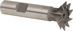 Whitney Tool Co. - 1" Diam x 1/4" Width of Cut, 45° Included Angle, High Speed Steel Dovetail Cutter - 1/2" Shank Diam, 2-1/2" Shank Length, 2-1/2" Overall Length, Weldon Flat, Uncoated - Eagle Tool & Supply