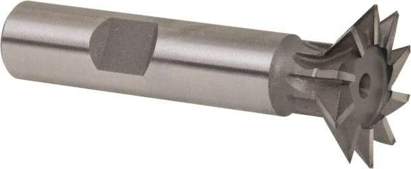 Whitney Tool Co. - 1" Diam x 1/4" Width of Cut, 45° Included Angle, Cobalt Dovetail Cutter - 1/2" Shank Diam, 2-1/2" Shank Length, 2-1/2" Overall Length, Weldon Flat, Uncoated - Eagle Tool & Supply