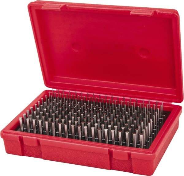 Value Collection - 190 Piece, 0.061-0.25 Inch Diameter Plug and Pin Gage Set - Plus 0.0002 Inch Tolerance, Class ZZ - Eagle Tool & Supply